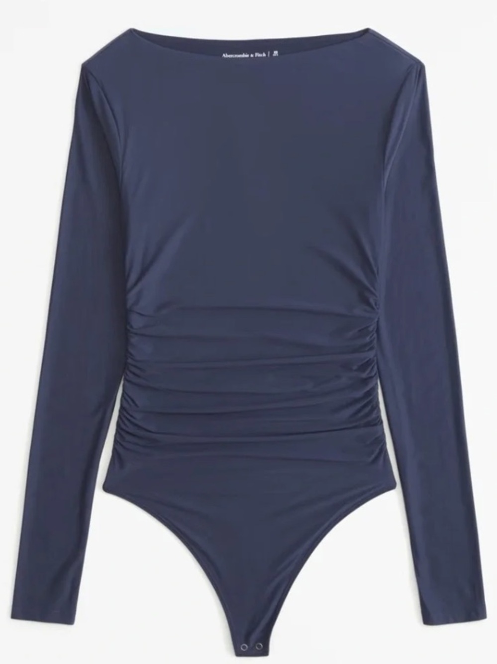 Abercrombie & Fitch Soft Matte Long Sleeve Ruched Body Suit in Women's Medium